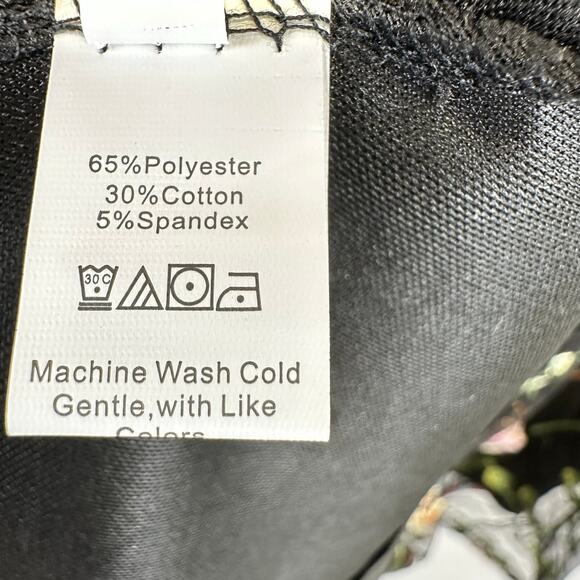 Black Midi Sheer Sleeve Embroidered Floral Knee Length Dress Womens Size Small - Picture 13 of 14